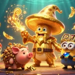 Experience the magic of zbet with golden treasures and dynamic gaming elements in this vibrant casino scene.