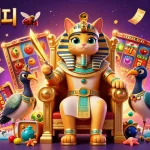 슬롯사이트에서 즐길 수 있는 화려한 슬롯 게임 장면을 묘사한 3D 일러스트