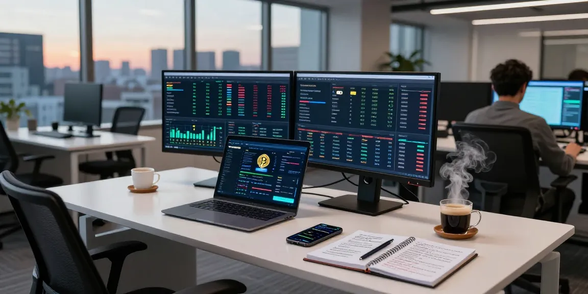 Cricbet live sports betting workspace with dual monitors and cryptocurrency management tools.