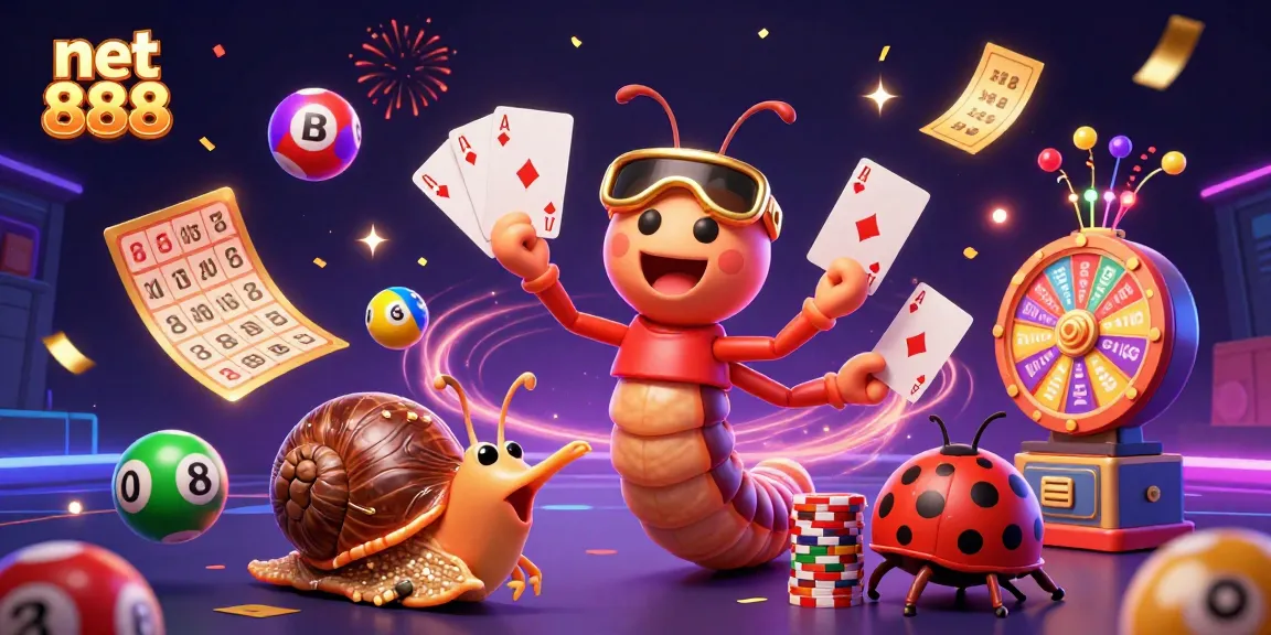 Engage in exciting games with net 888, featuring a dynamic casino scene with vibrant characters.