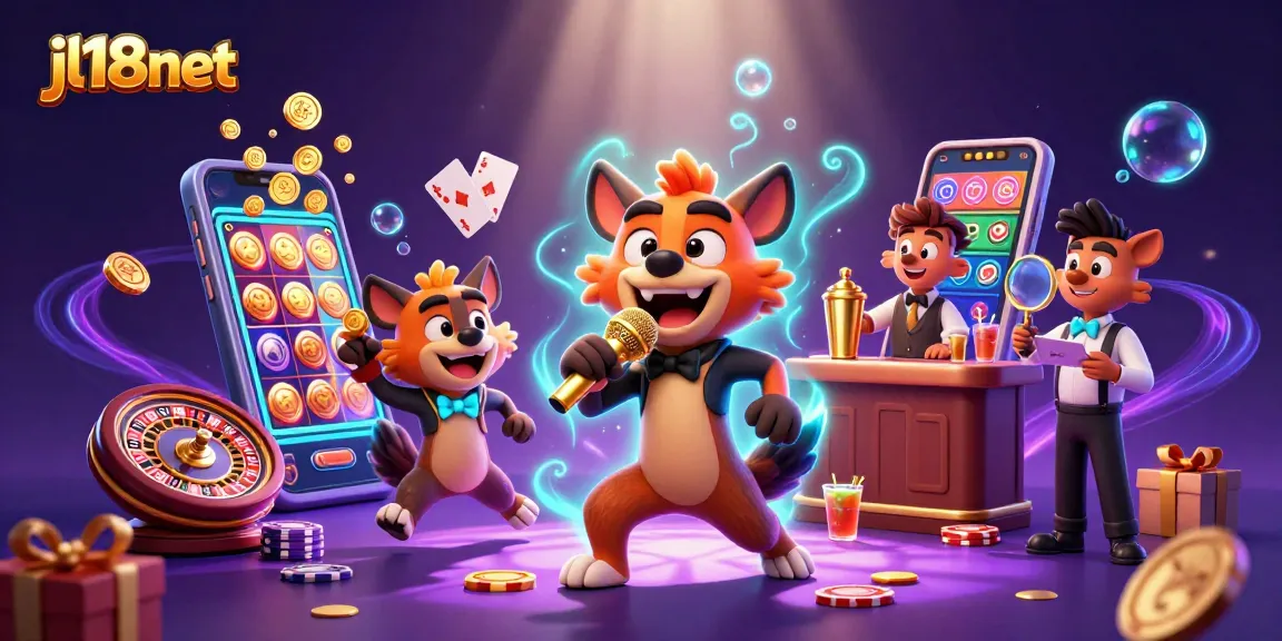 Experience premium gaming at jl18net with hyenas in a vibrant casino scene.