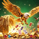 Experience thrills with essebet88 as a golden eagle dives through a cascade of holographic playing cards.