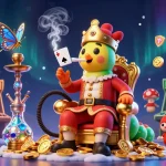 La imagen muestra los mejores casinos online con un maestro hookah de gran tamaño entre elementos de juego vibrantes.