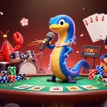 Engage with Zowin in an electrifying underwater casino scene with dynamic characters and vibrant gaming elements.