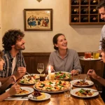 Enjoying pg soft pizza and fresh Italian dishes in a cozy setting.