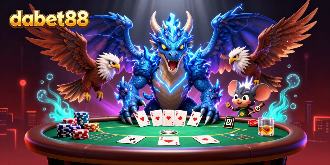 Engage with dabet88 while enjoying thrilling poker-action with dynamic dragon and hawk characters.