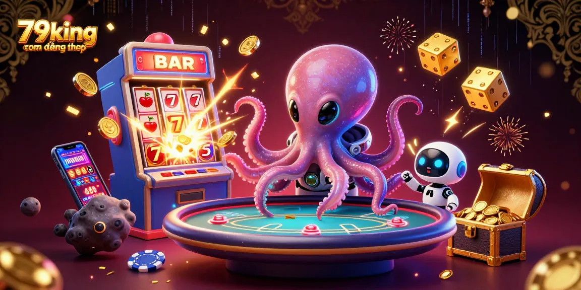 Experience thrilling gambling action with 79king com đăng nhập featuring a 3D alien octopus at a cosmic casino table.