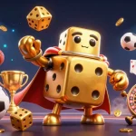Experience thrilling gaming moments with sun-themed animated characters rolling dice and juggling in a dynamic casino setting.