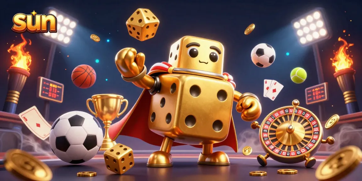 Experience thrilling gaming moments with sun-themed animated characters rolling dice and juggling in a dynamic casino setting.