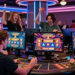 Players enjoying vibrant online games at casinos that accept credit card payments, highlighting excitement and accessibility.