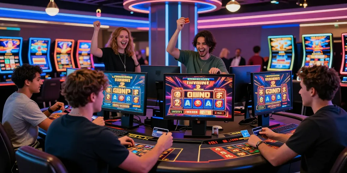 Players enjoying vibrant online games at casinos that accept credit card payments, highlighting excitement and accessibility.