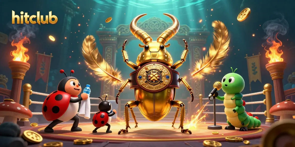 Experience the thrill of hitclub casino with dynamic golden beetle and colorful characters in a thrilling betting arena.