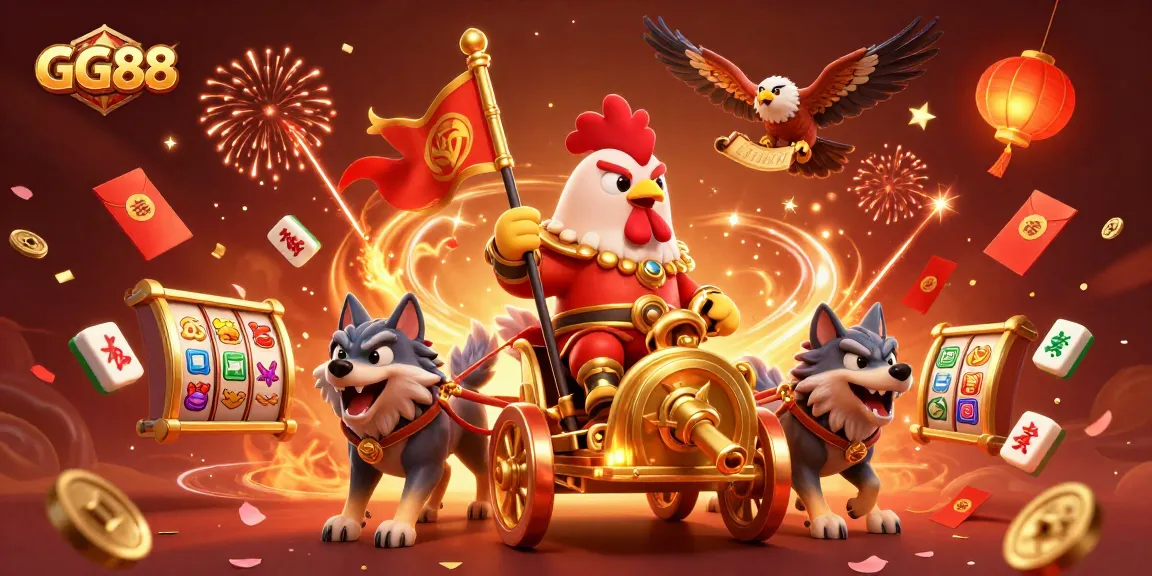 Spin slots and win big with GG88's lively 3D casino scene featuring dynamic elements.