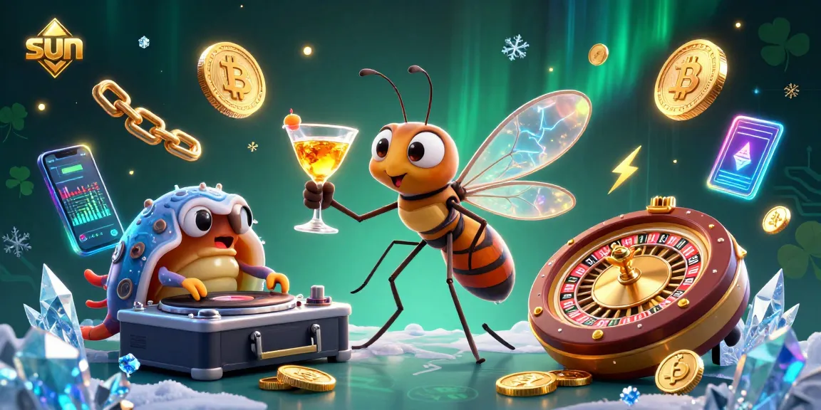 Engage with the sun casino mascot in vibrant 3D as it animates the gaming scene with crypto elements.