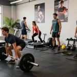 Energetic gym scene showcasing individuals training with Driada Shop supplements