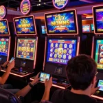Exciting players enjoying bonus buy slots at https://crownnorthill.co.uk/ in a vibrant online casino setting with colorful games.
