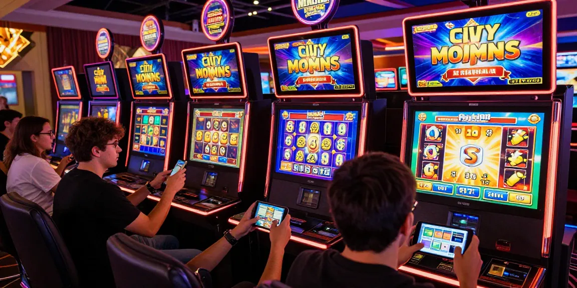 Exciting players enjoying bonus buy slots at https://crownnorthill.co.uk/ in a vibrant online casino setting with colorful games.