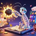 KJC offers vibrant casino experiences with a 3D mantis shrimp battling for treasure amid colorful slot games.