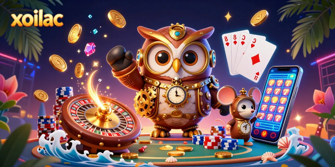 Experience live betting with xoilac's vibrant cartoon characters amid dynamic casino elements.