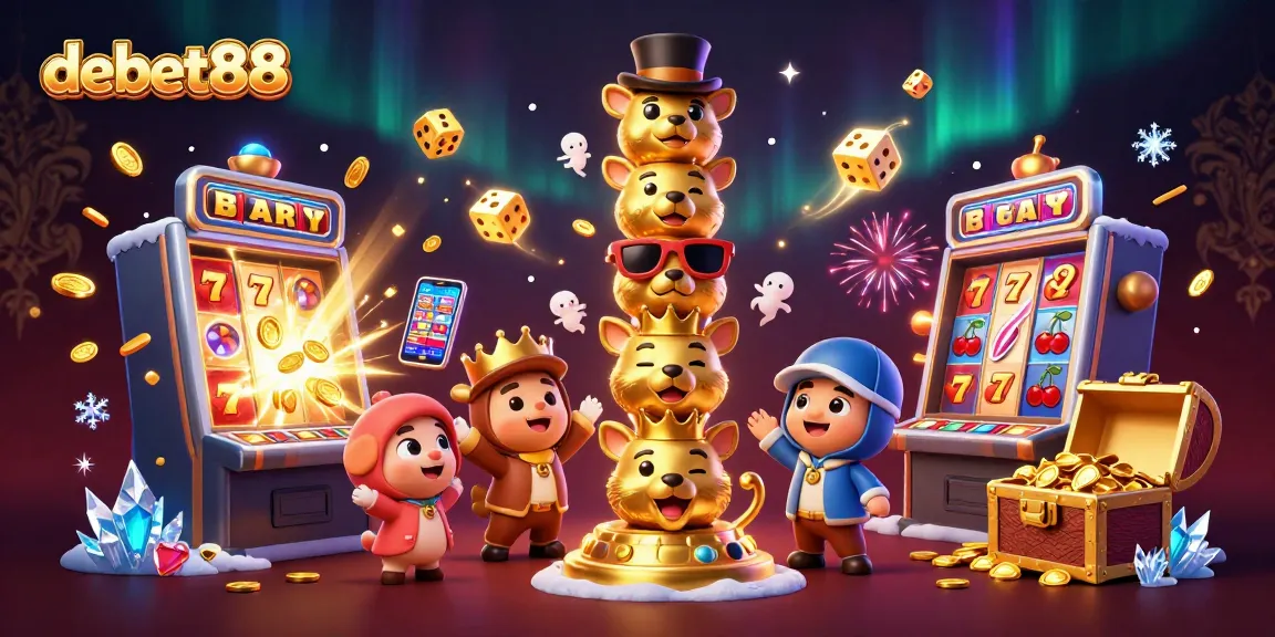Experience the vibrant energy of debet88 with dynamic slots and thrilling casino elements in a colorful scene.