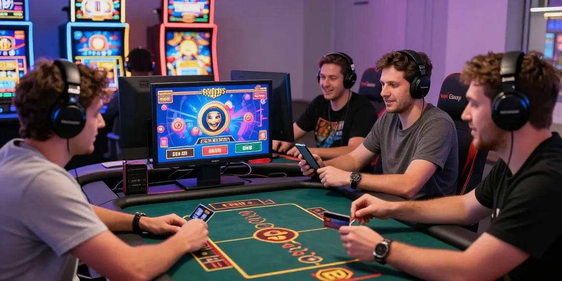 Exciting online gaming experience at credit card casinos like scoarch.org.uk with players engaging around a digital table.