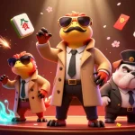 Join the fun at Jun88's VIP lounge, featuring vibrant characters and festive casino elements.