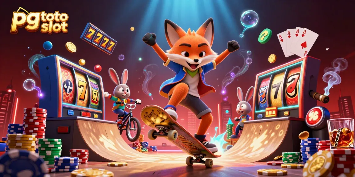Mainkan pg toto slot dengan tampilan warna-warni menarik, dikelilingi elemen slot yang seru.