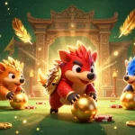 Compete and win with 68win: An exciting scene showcasing pangolins in a vibrant gambling environment.
