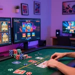 Player enjoying card games at vibrant mastercard casinos, showcasing excitement in online gaming.