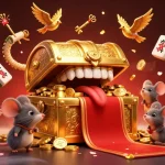 Experience excitement with 88i as playful treasure characters entice adventurer mice in a vibrant casino-themed scene.