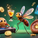 Plongez dans le monde du casino en ligne avec cette illustration dynamique mettant en scène des personnages uniques.