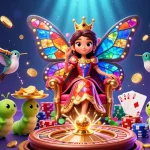 Ajoutez du divertissement avec le jeu de casino en ligne, une illustration festive avec des personnages colorés