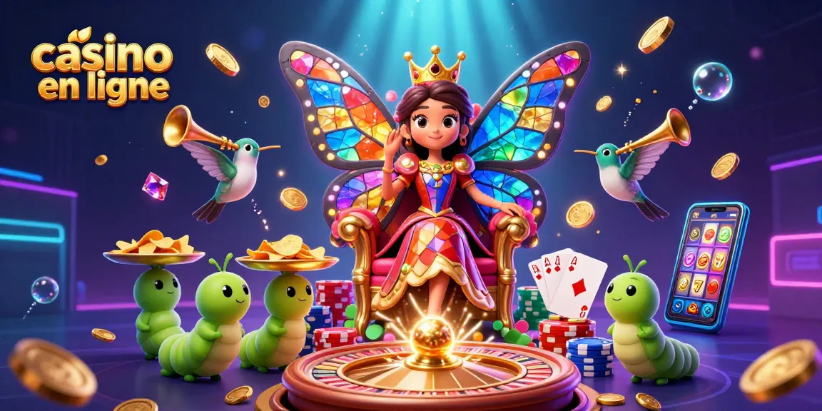 Ajoutez du divertissement avec le jeu de casino en ligne, une illustration festive avec des personnages colorés