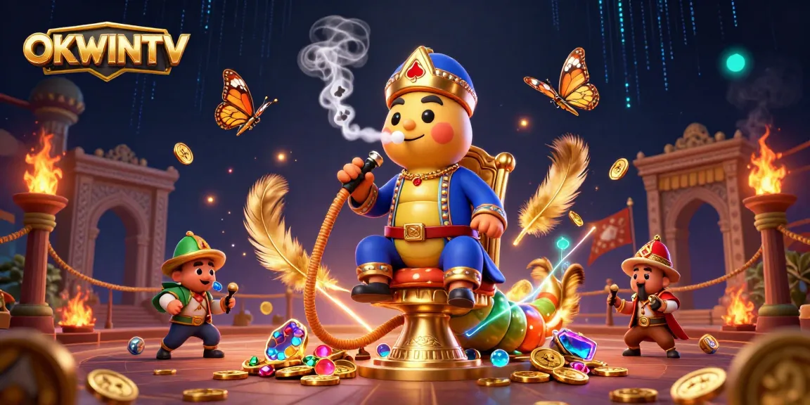 OKWINTV captivates with vibrant esports gaming scene featuring a playful caterpillar and dynamic betting elements.