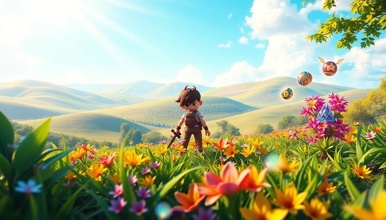 Embark on an adventure with the yono game in this enchanting landscape filled with vibrant colors.