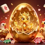 Experience exciting action at gamebai123 with a golden dragon on poker chips amidst vibrant casino elements.
