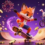 Engage with the dynamic OPEN 88 gambling experience featuring a skateboarding fox and BMX-riding rabbit.