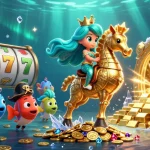 Experience legendarybeads with vibrant mermaid theme and colorful slot reels in a rich casino scene.