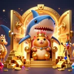 Le roi hamster en or et ses gardes seahorse au trésor dans un casino en ligne coloré.