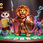 Jouer au casino en ligne avec un lion guerrier, une chouette stratège et un lévrier messager.