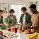Healthy meal prep scene showcasing vibrant fresh ingredients in a modern kitchen highlighting health.
