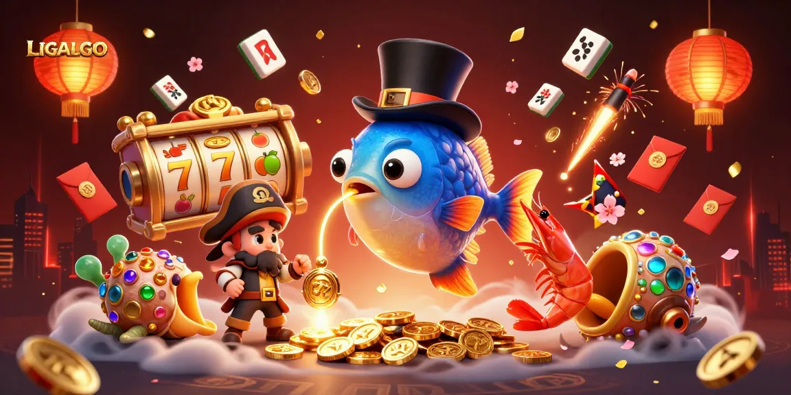 LIGALGO invites players to win as a deep-sea anglerfish attracts golden coins in a vibrant casino scene.