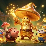 Experience leci123's enchanting riches with a magical golden wizard and treasures in a vibrant casino scene.
