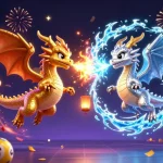 Jouer au casino en ligne avec des dragons intrépides et des tickets dorés flottants.