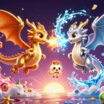 Experience thrilling gameplay at me99 with dragons amidst a vibrant casino scene.