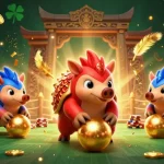 Compete with moba4d in a vibrant 3D gaming scene featuring rival pangolins and poker chips.