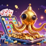 MUBET's thrilling 3D illustration showcases a kraken submarine amidst golden coins, calling all gamblers to joyful gameplay.