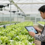Prediksi 7meter in an advanced agritech greenhouse, showcasing innovative farming practices and data analytics.