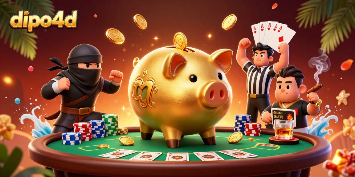 Diving into dipo4d's vibrant online casino scene, featuring an epic sumo wrestler and dynamic chip action.