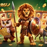 オンラインカジノでのスロットの勝利を表現した鮮やかなイラスト